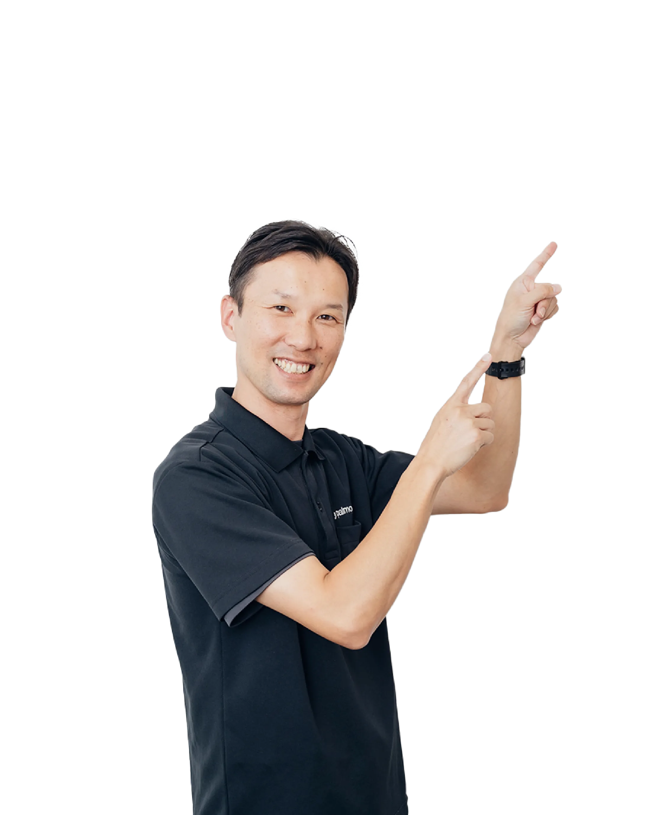 指を指す男性